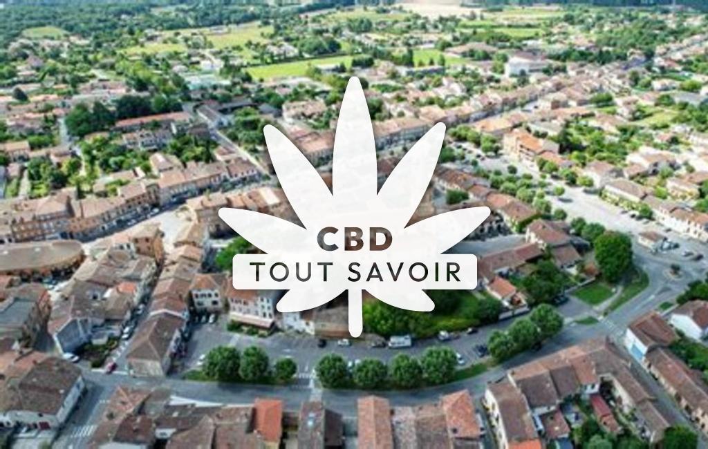 Village à Rieumes avec feuille Cannabis CBD
