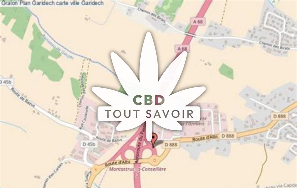 Village à Garidech avec feuille Cannabis CBD