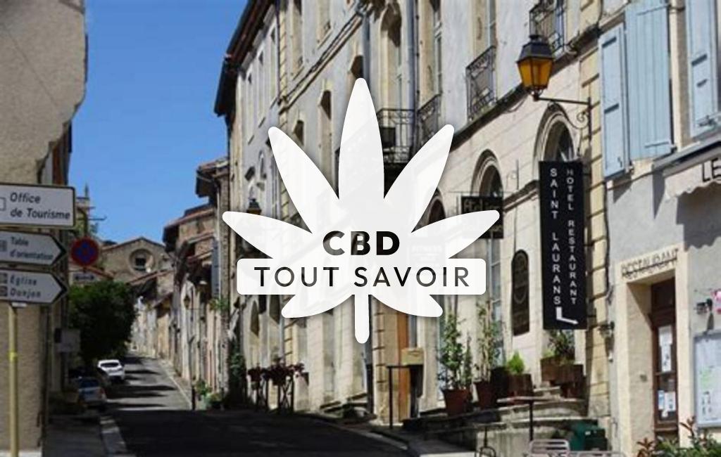 Village à Aurignac avec feuille Cannabis CBD