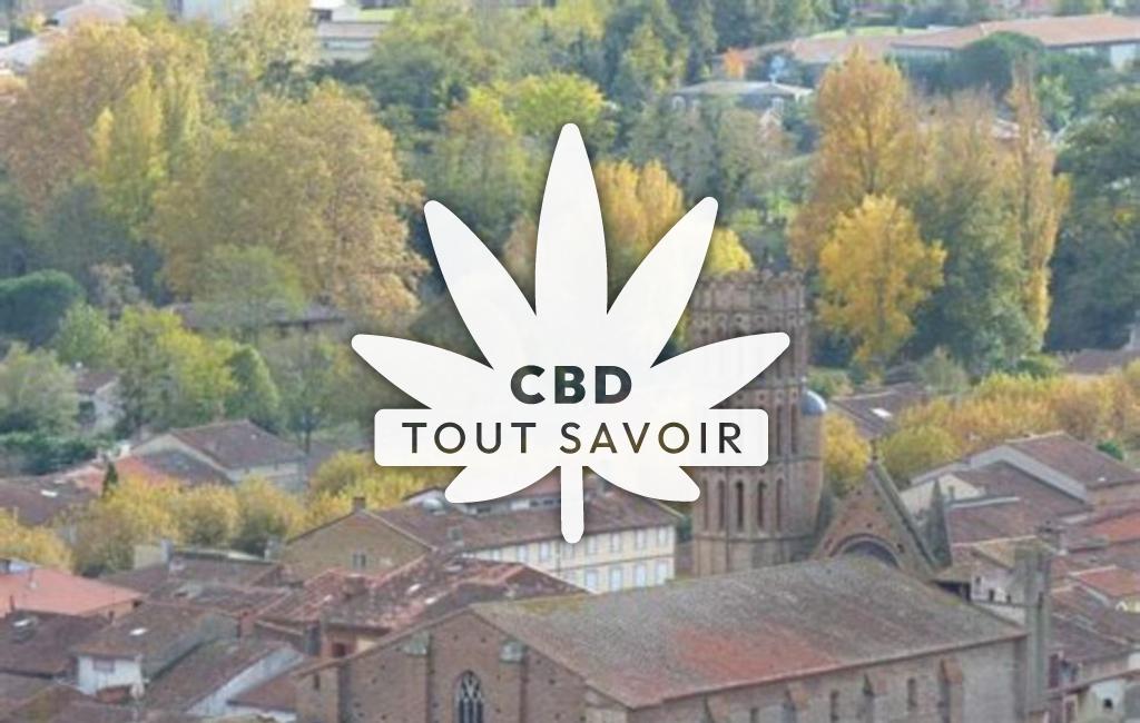 Village à CaSaintelnau-Picampeau avec feuille Cannabis CBD
