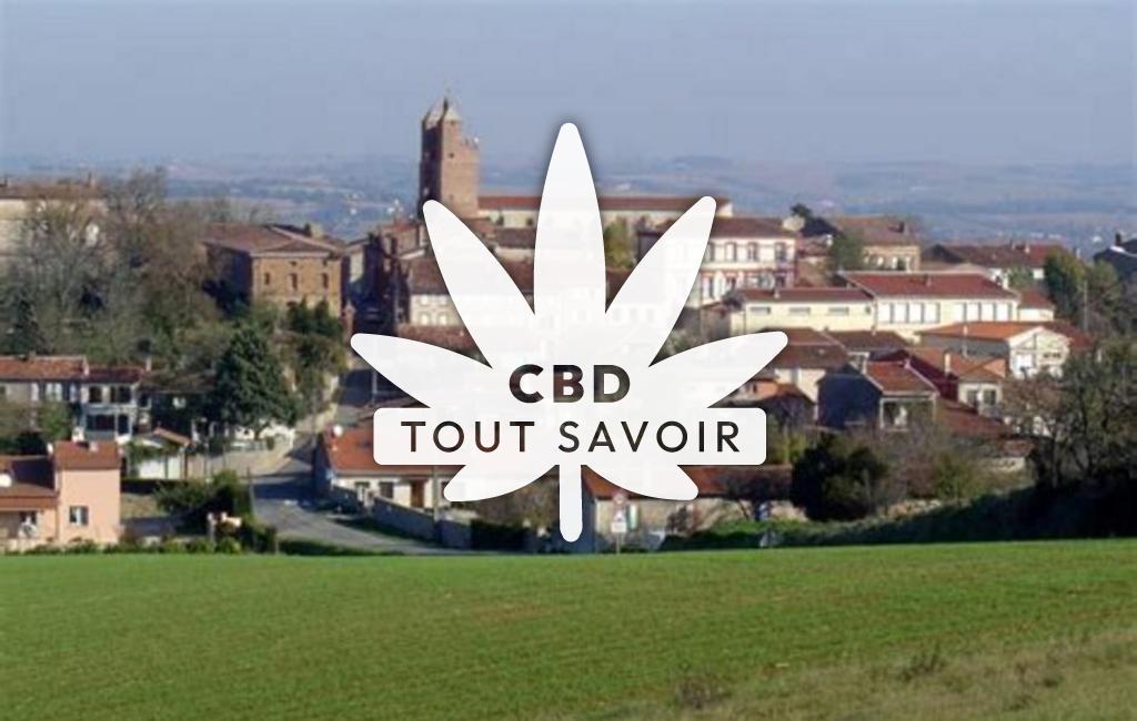 Village à Montesquieu-Lauragais avec feuille Cannabis CBD
