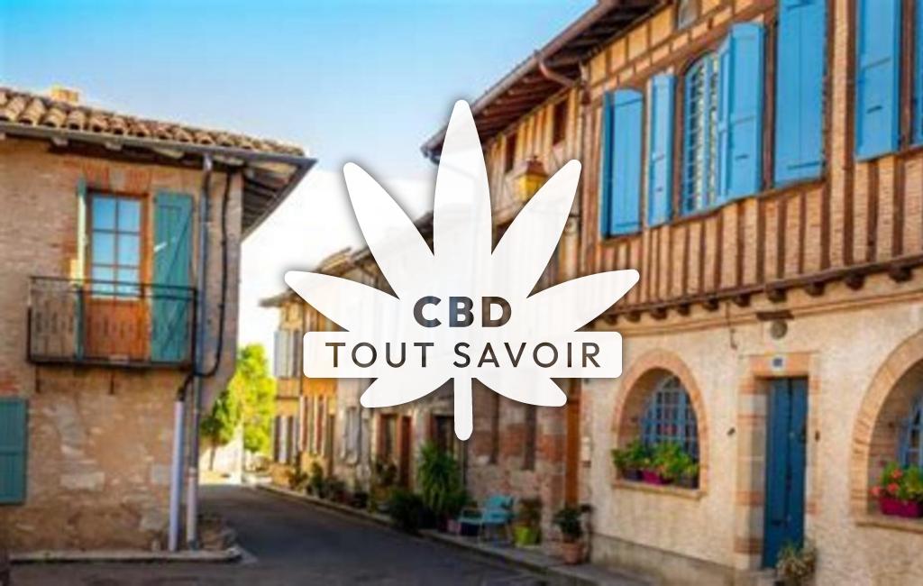 Village à Loubens-Lauragais avec feuille Cannabis CBD