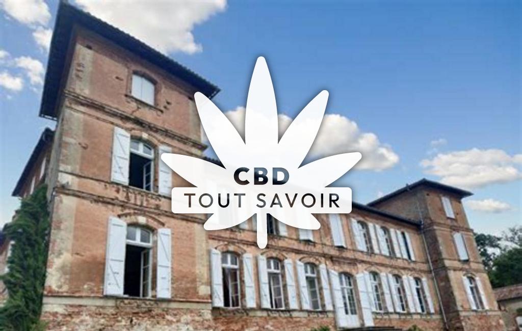 Village à Mourvilles-Basses avec feuille Cannabis CBD