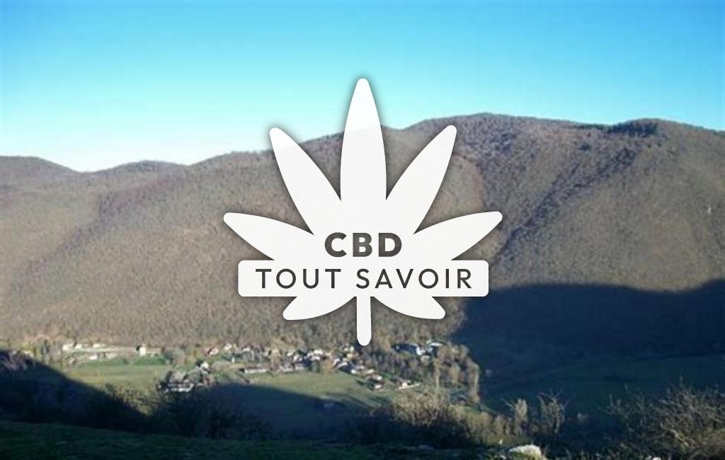 Village à Luscan avec feuille Cannabis CBD