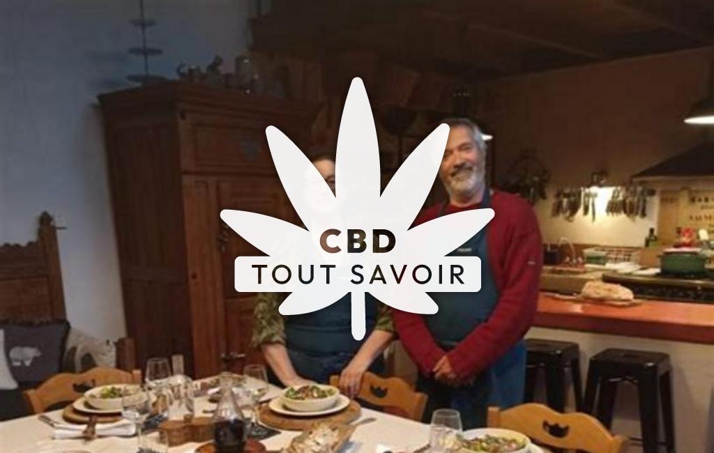 Village à Sauveterre-de-Comminges avec feuille Cannabis CBD