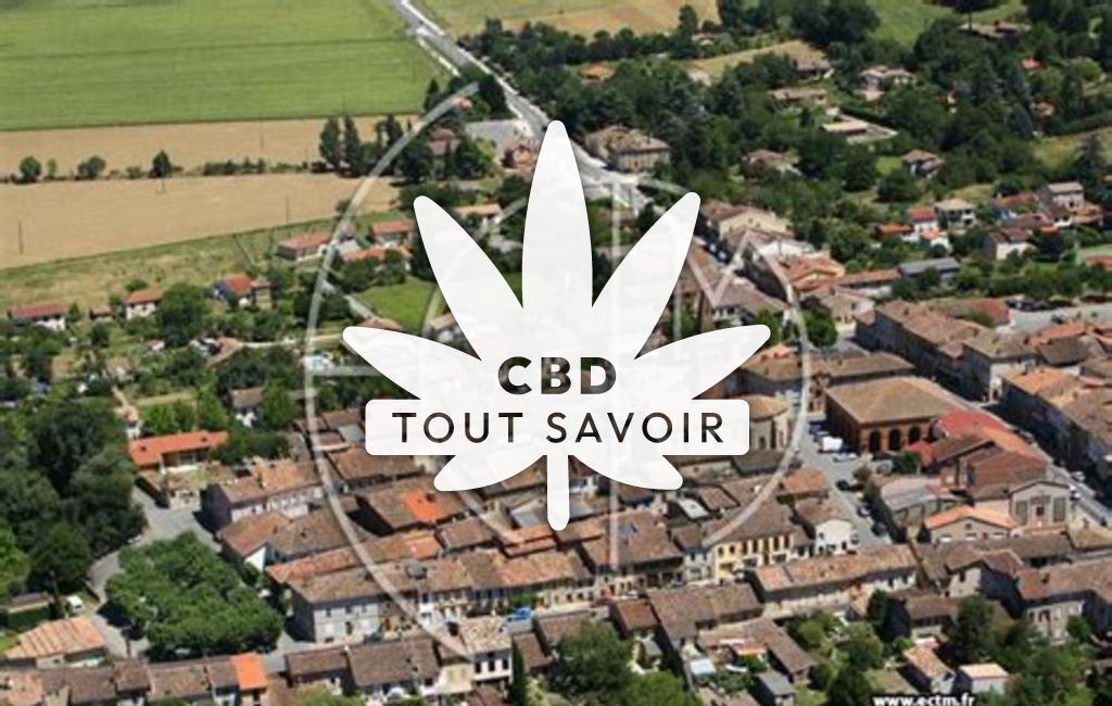 Village à Levignac avec feuille Cannabis CBD
