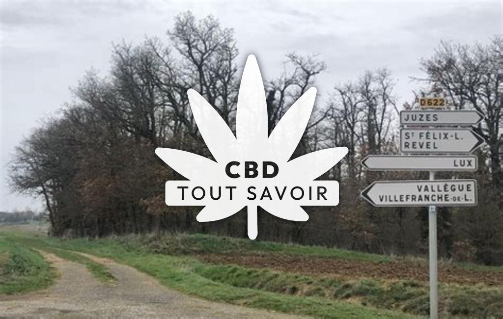 Village à Juzes avec feuille Cannabis CBD
