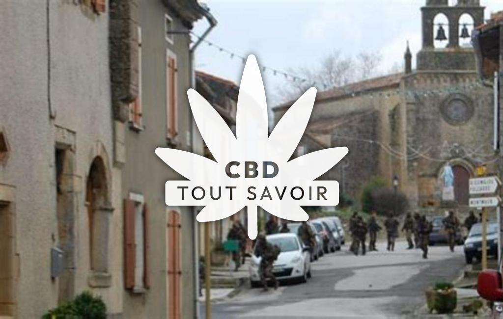Village à Mourvilles-Hautes avec feuille Cannabis CBD