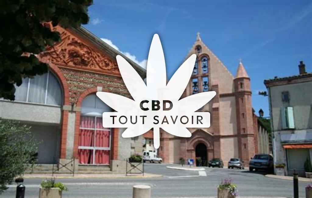 Village à Calmont avec feuille Cannabis CBD