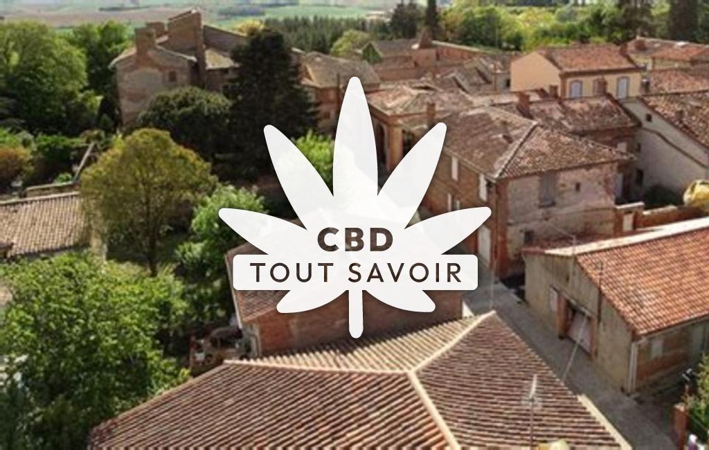 Village à Montgeard avec feuille Cannabis CBD