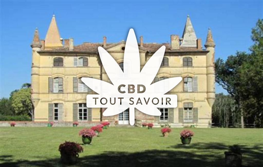 Village à Bonrepos-Riquet avec feuille Cannabis CBD