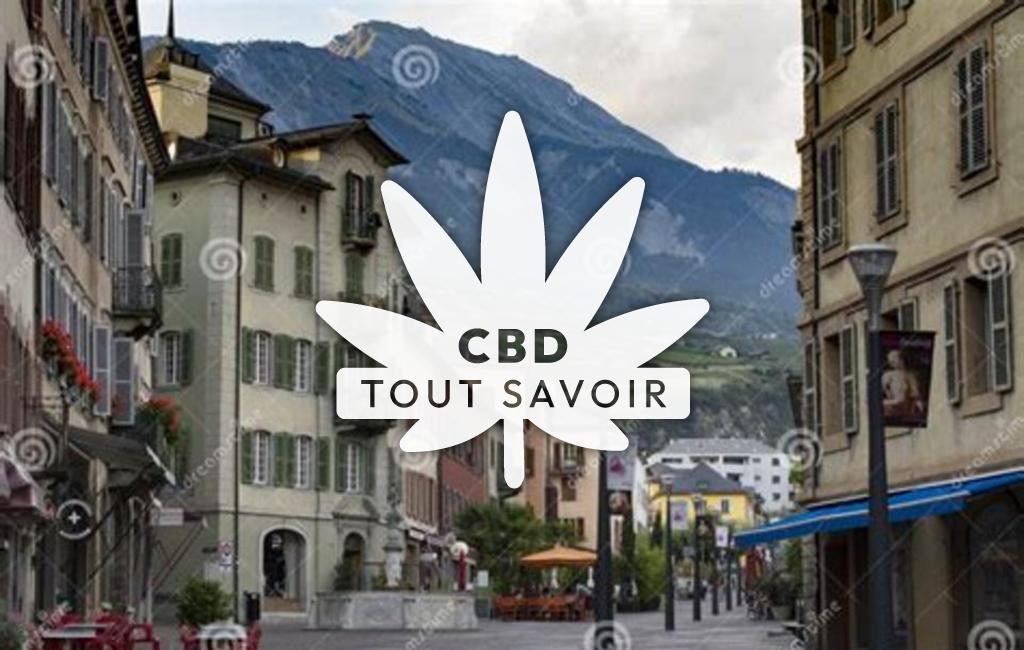 Village à Sion avec feuille Cannabis CBD