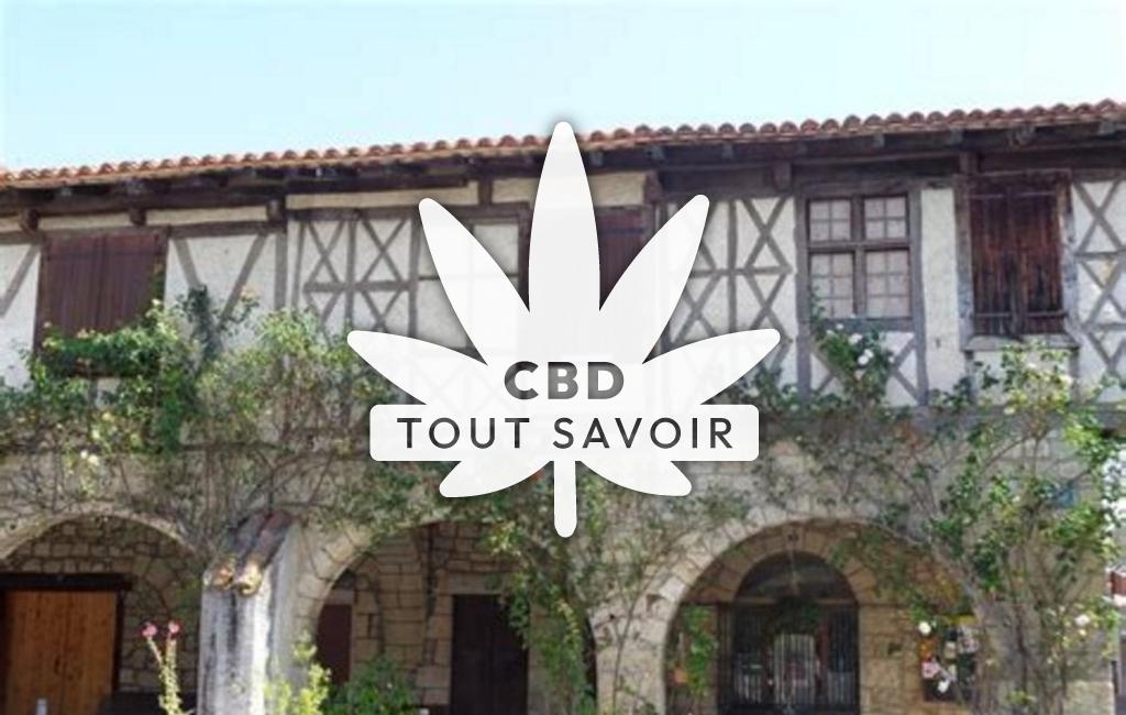 Village à Solomiac avec feuille Cannabis CBD