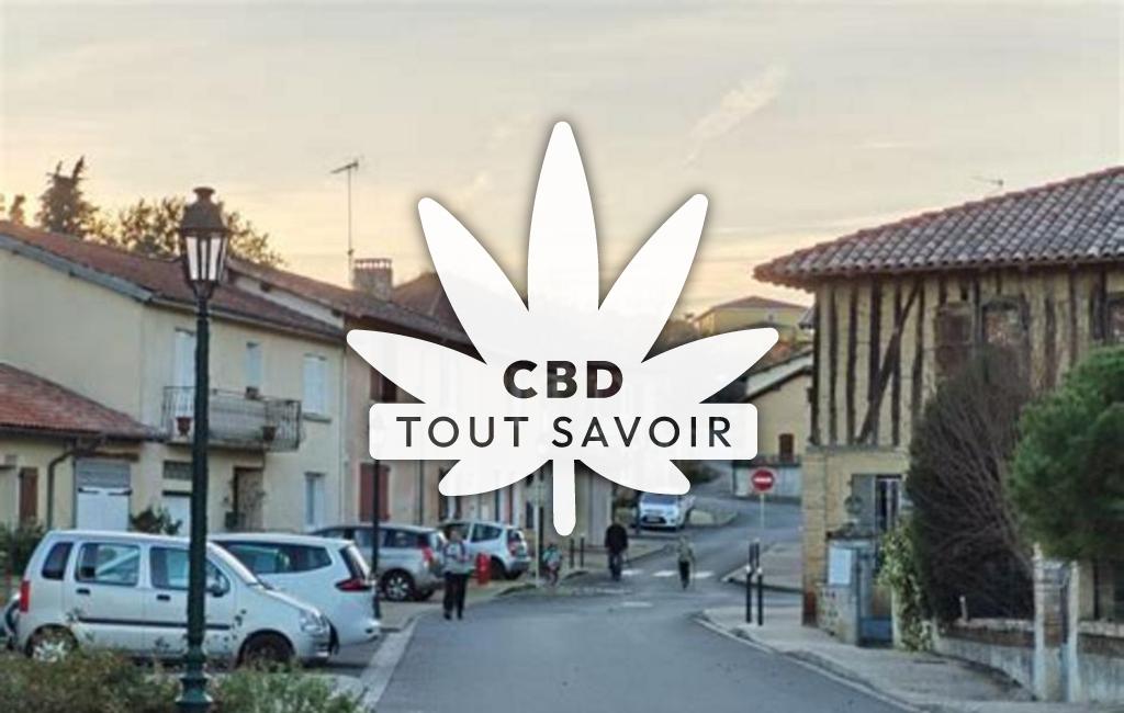 Village à Cazaux-Saves avec feuille Cannabis CBD