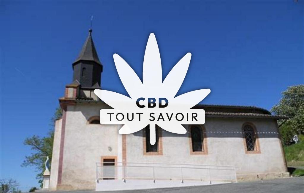 Village à Labastide-Saves avec feuille Cannabis CBD