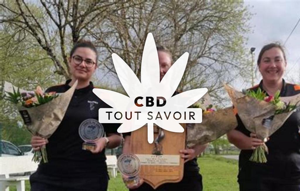 Village à Lalanne-Arque avec feuille Cannabis CBD