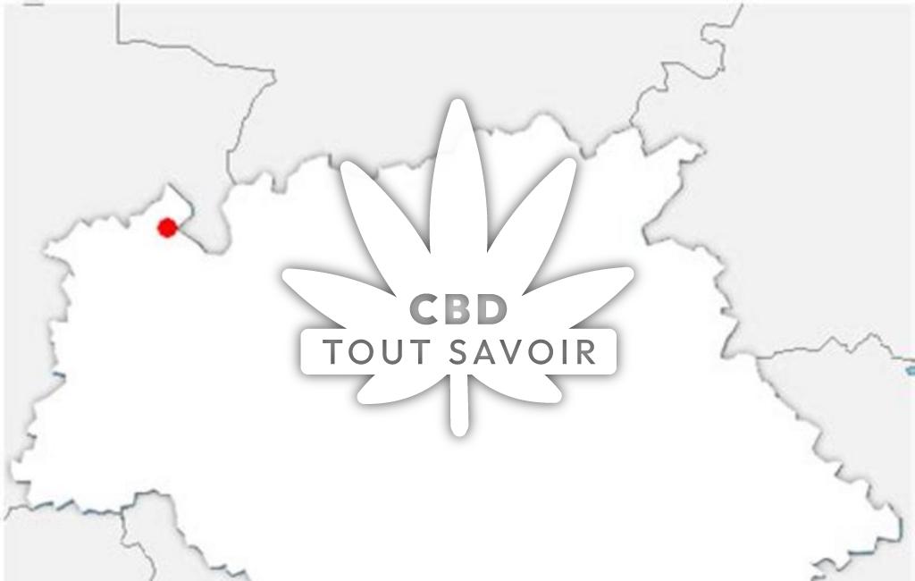 Village à Laree avec feuille Cannabis CBD