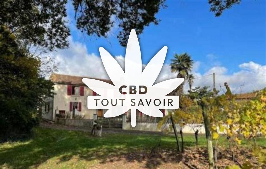 Village à Couloume-Mondebat avec feuille Cannabis CBD