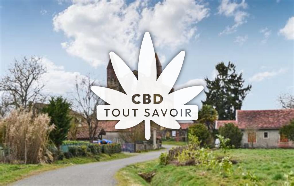 Village à Ju-Belloc avec feuille Cannabis CBD