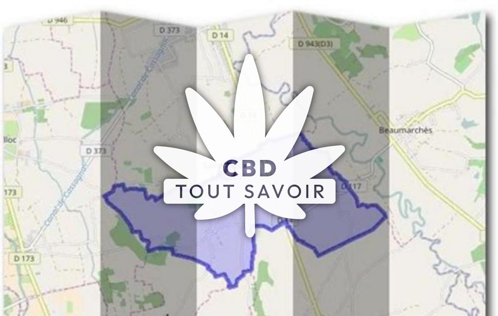 Village à Saint-Aunix-Lengros avec feuille Cannabis CBD