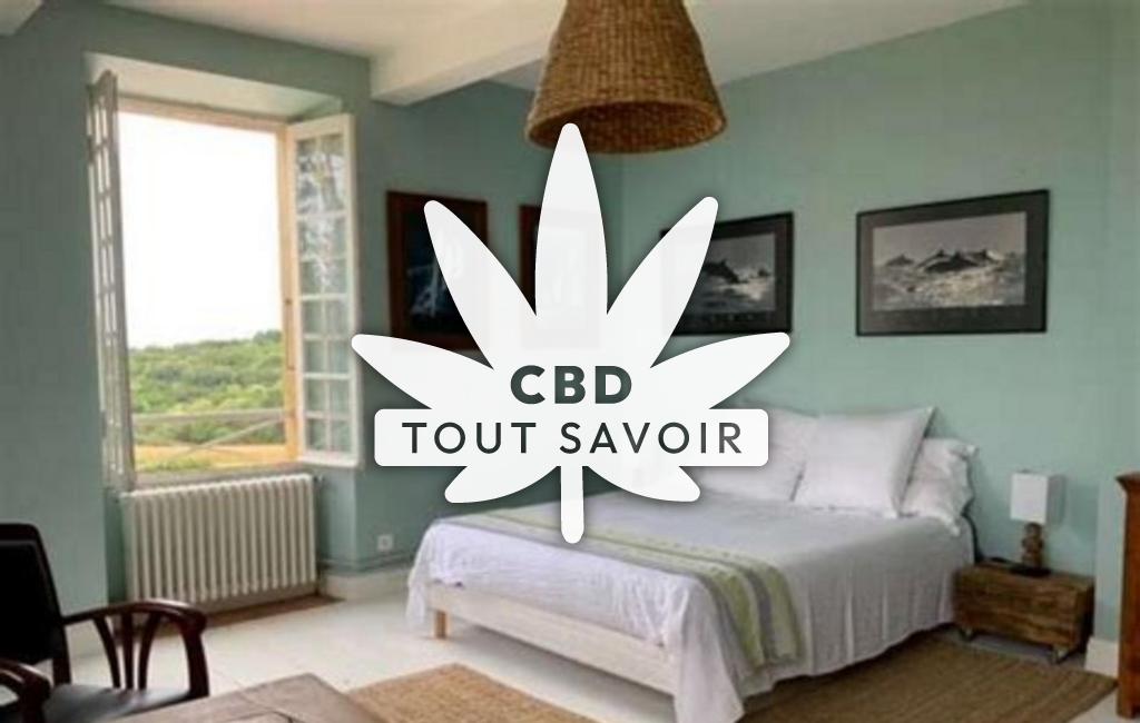 Village à Laguian-Mazous avec feuille Cannabis CBD