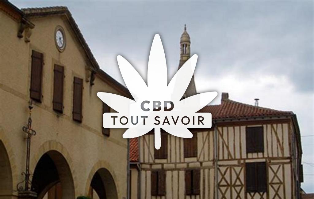 Village à Mielan avec feuille Cannabis CBD