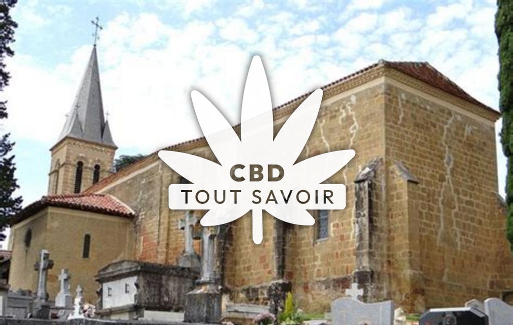 Village à Sainte-Dode avec feuille Cannabis CBD