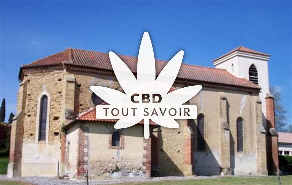 Village à Sarraguzan avec feuille Cannabis CBD