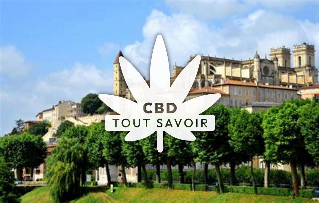 Village à Sainte-Marie avec feuille Cannabis CBD