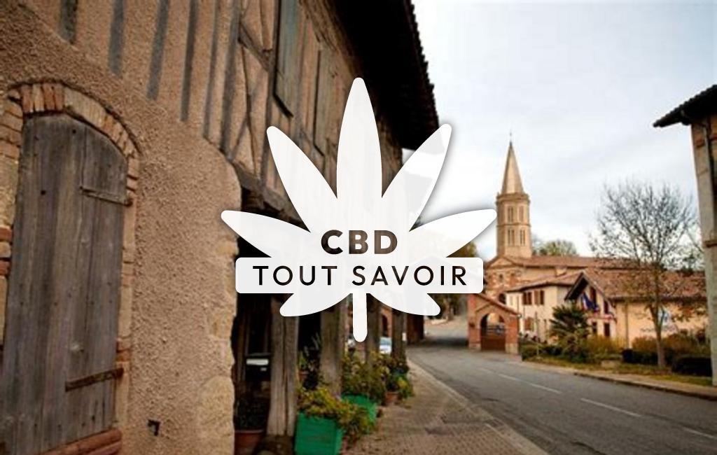 Village à Montpezat avec feuille Cannabis CBD