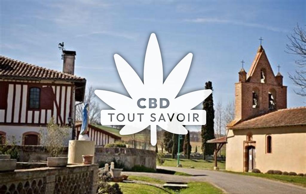 Village à Saint-Loube avec feuille Cannabis CBD