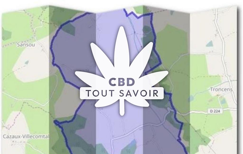 Village à Blousson-Serian avec feuille Cannabis CBD
