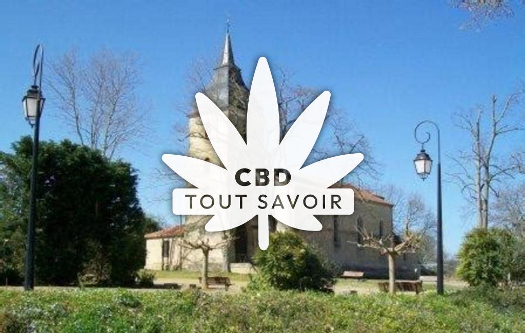 Village à Ladeveze-Riviere avec feuille Cannabis CBD
