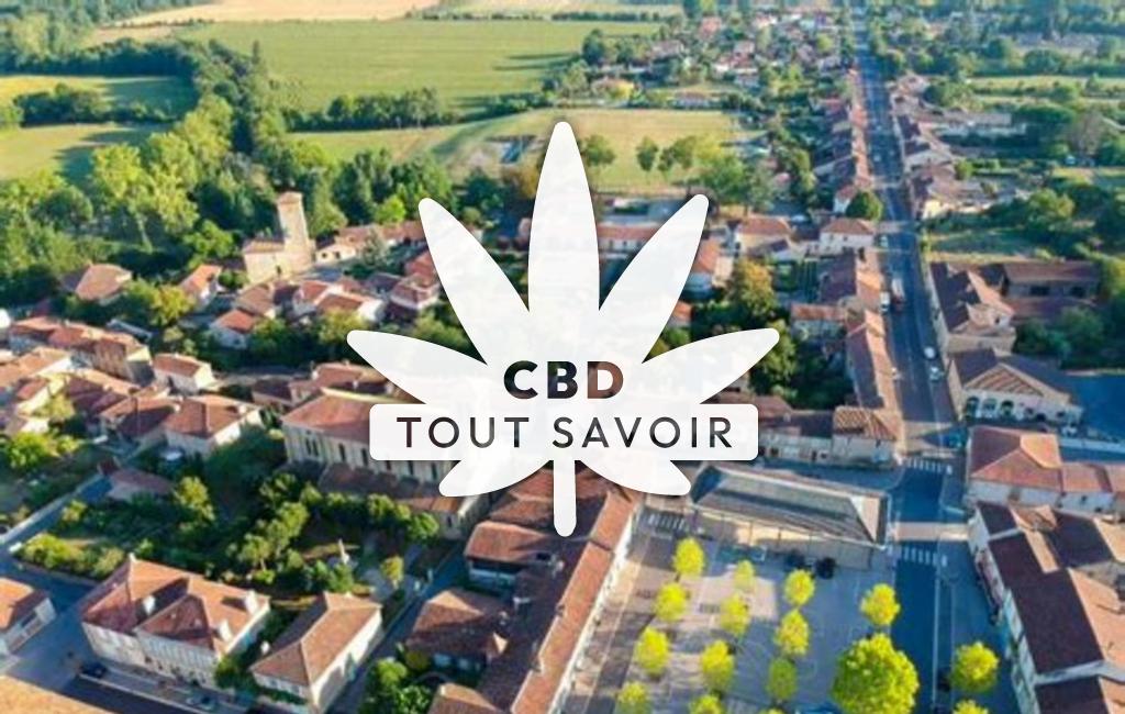 Village à Seissan avec feuille Cannabis CBD