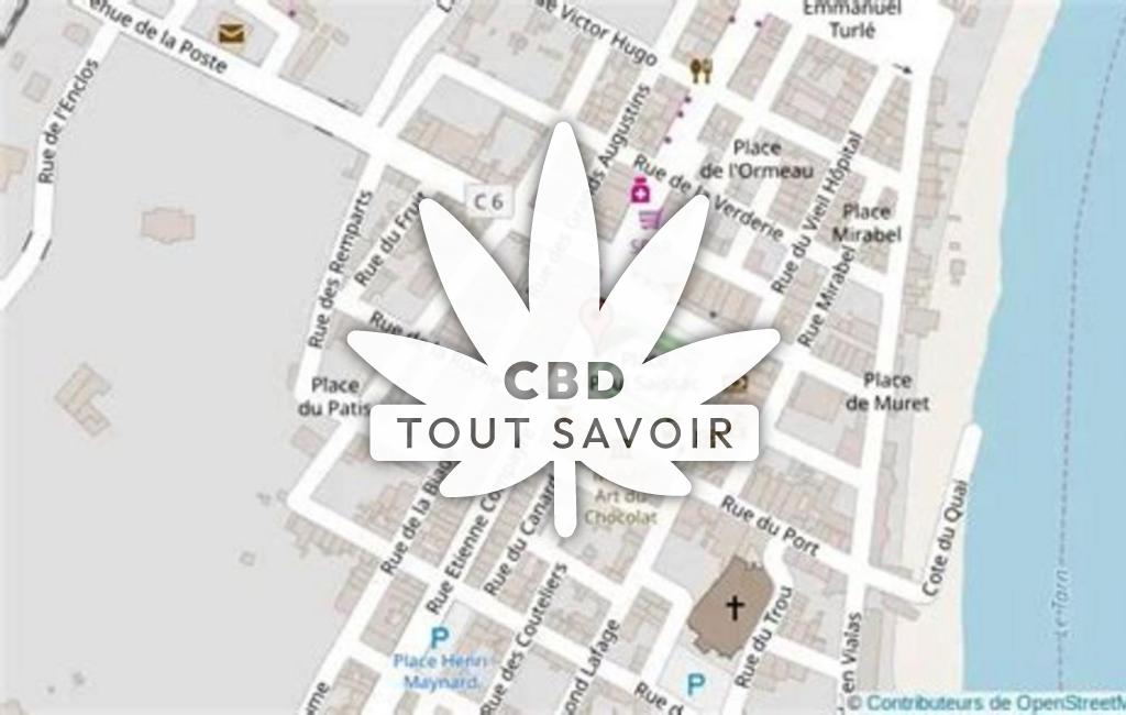 Village à L'Isle-Arne avec feuille Cannabis CBD