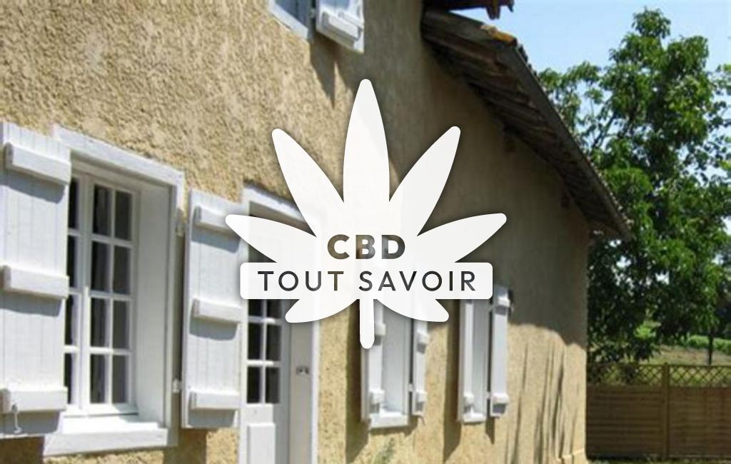 Village à Averon-Bergelle avec feuille Cannabis CBD