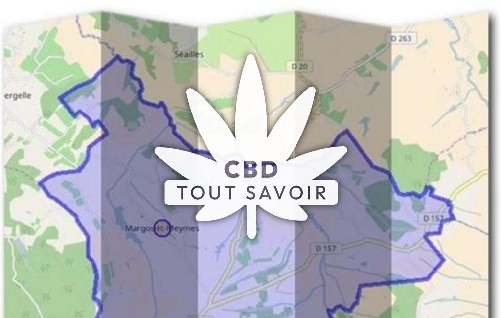Village à Margouet-Meymes avec feuille Cannabis CBD