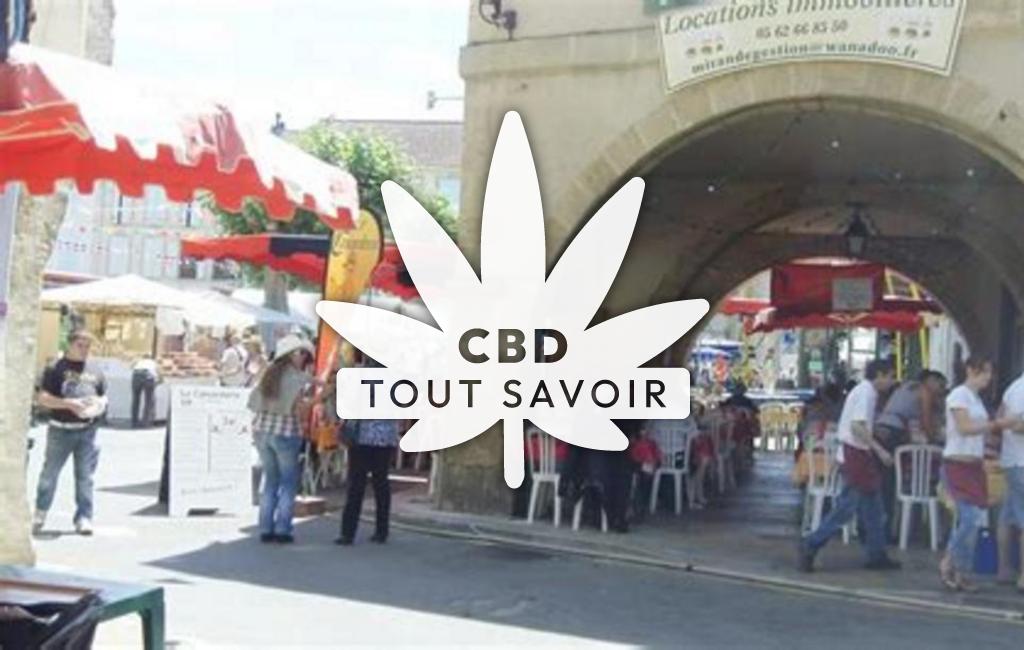 Village à Idrac-Respailles avec feuille Cannabis CBD