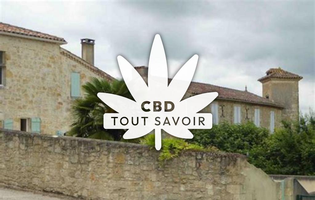 Village à Maignaut-Tauzia avec feuille Cannabis CBD