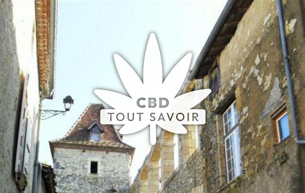 Village à Saint-Puy avec feuille Cannabis CBD
