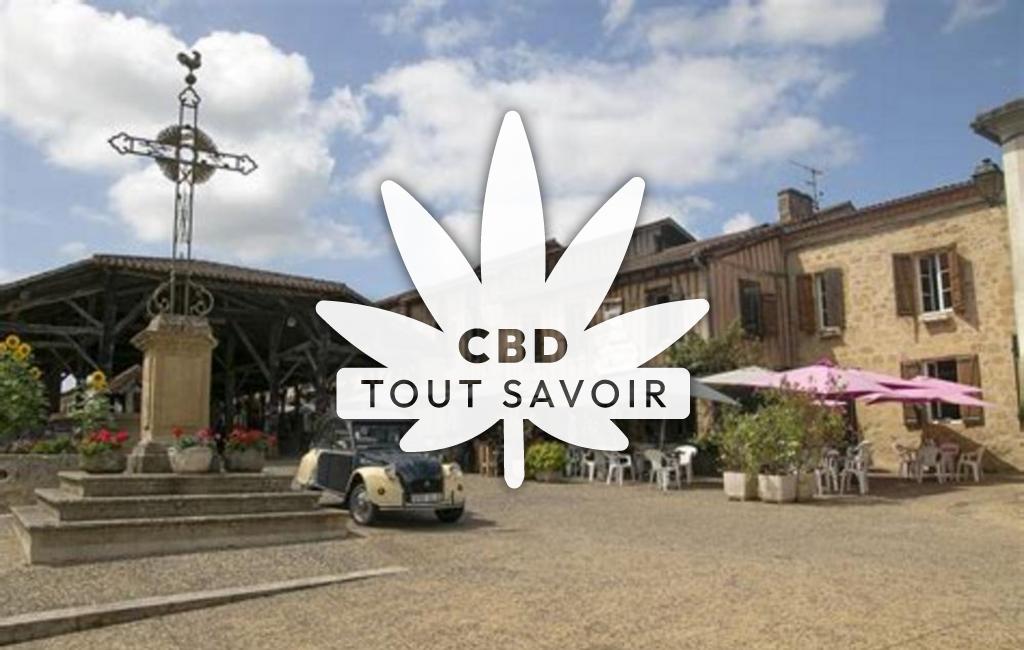 Village à Bassoues avec feuille Cannabis CBD