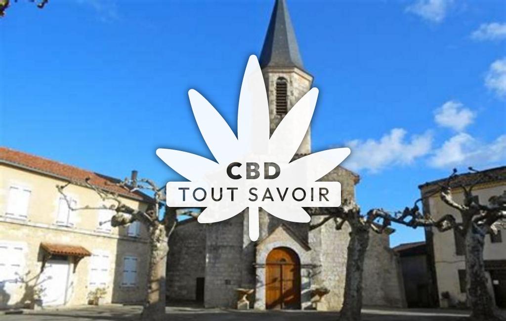 Village à Lagraulet-du-Gers avec feuille Cannabis CBD