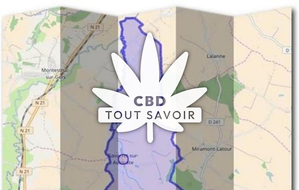 Village à Gavarret-sur-AulouSainte avec feuille Cannabis CBD