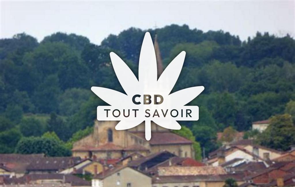 Village à Sainte-Christie avec feuille Cannabis CBD