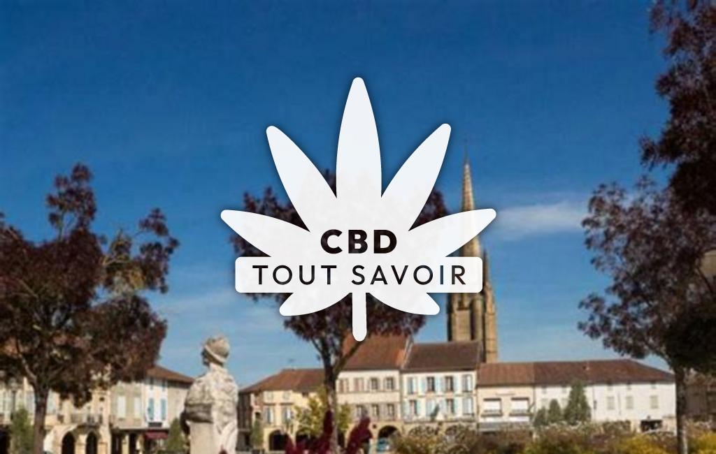 Village à Monties avec feuille Cannabis CBD