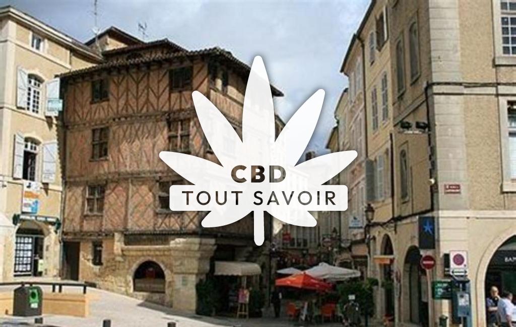 Village à Saramon avec feuille Cannabis CBD