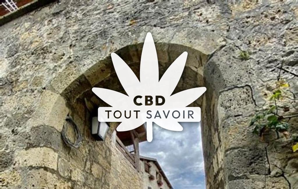 Village à Larroque-Engalin avec feuille Cannabis CBD