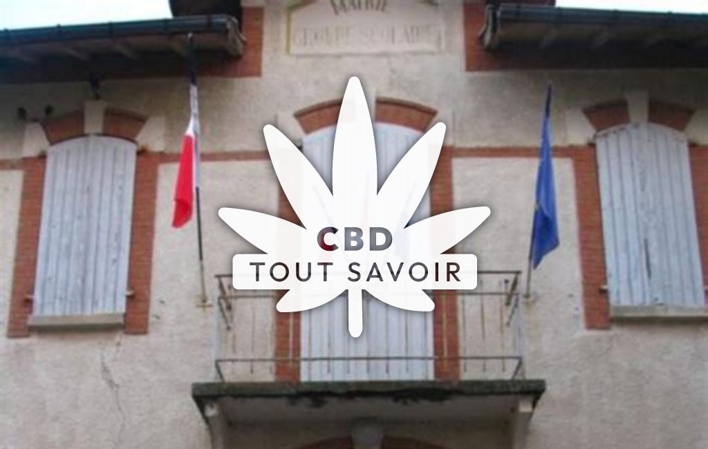 Village à Monferran-Saves avec feuille Cannabis CBD