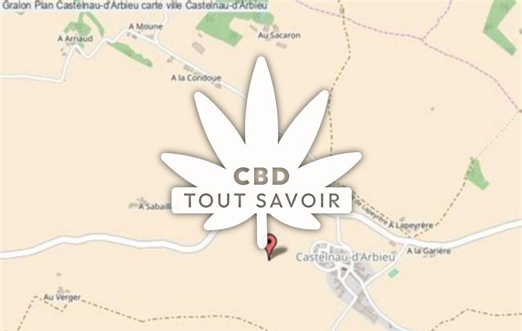 Village à CaSaintelnau-D'Arbieu avec feuille Cannabis CBD