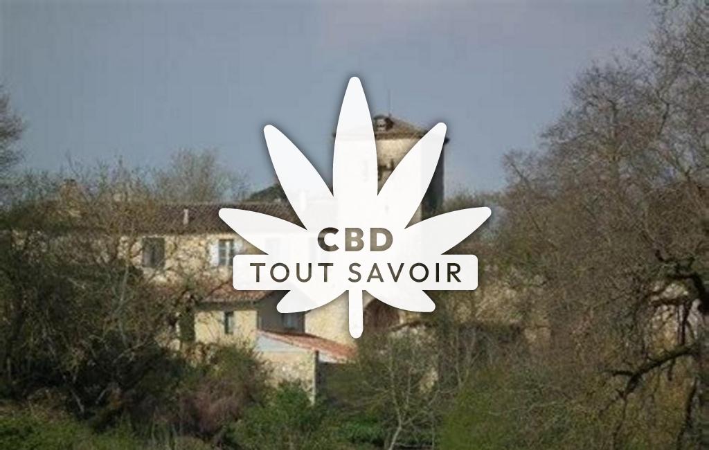 Village à Mas-D'Auvignon avec feuille Cannabis CBD